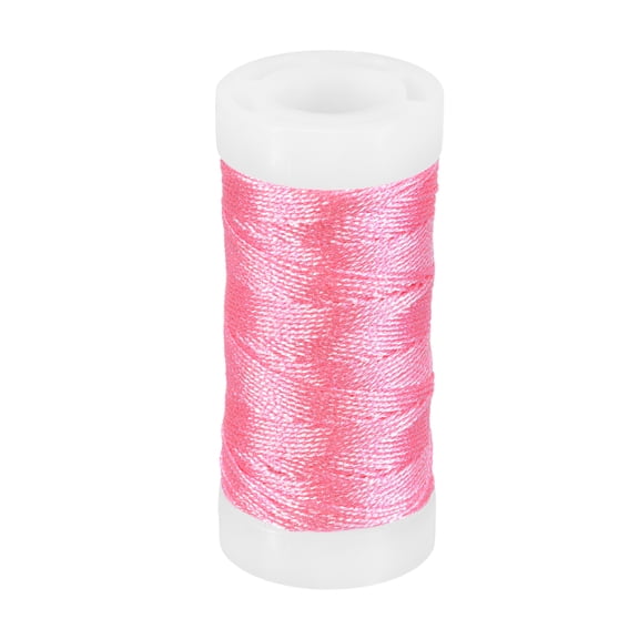 Uxcell Metallic Thread, 46 Yards Embroidery Thread for Sewing Machine Hand Embroidery DIY Crafts Needlework Gift Wrapping Jewelry Making Decoration, Bright Pink