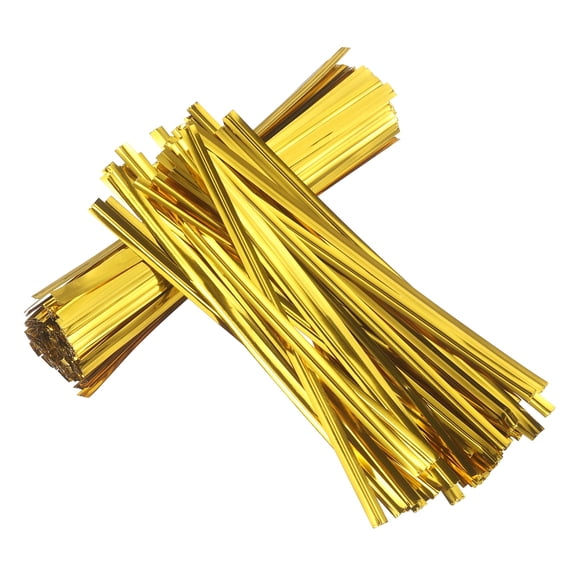 Uxcell Metallic Twist Ties, Reusable Bread Ties, Candy Bag Wrap Wire 4 Inch & 300 Pcs & Gold -Fitting for (Bakery/Cake/Treat Bags/Gift Wrapping)