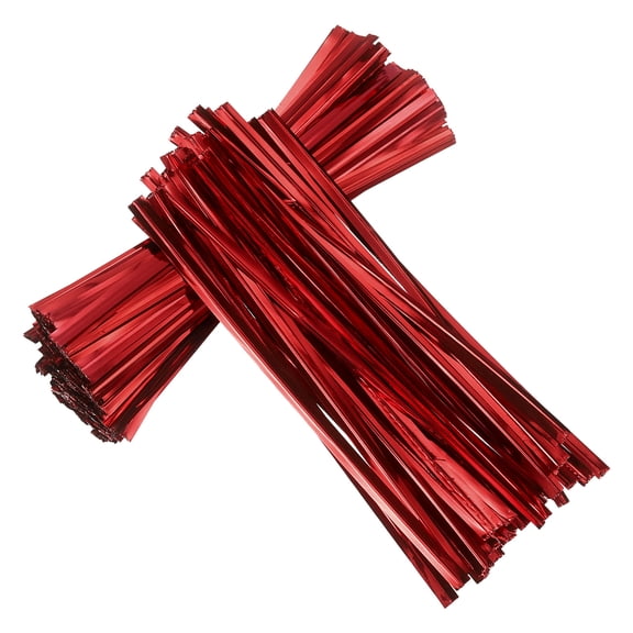 Uxcell Metallic Twist Ties, Reusable Bread Ties, Candy Bag Wrap Wire 4 Inch & 300 Pcs & Red -Fitting for (Bakery/Cake/Treat Bags/Gift Wrapping)