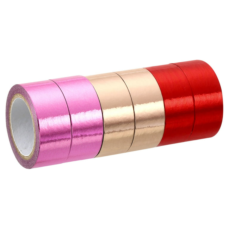 Uxcell Metallic Washi Tape 15mmx5m, 6 Pack Art Tapes Self-Adhesive Pink,  Red, Pink Gold