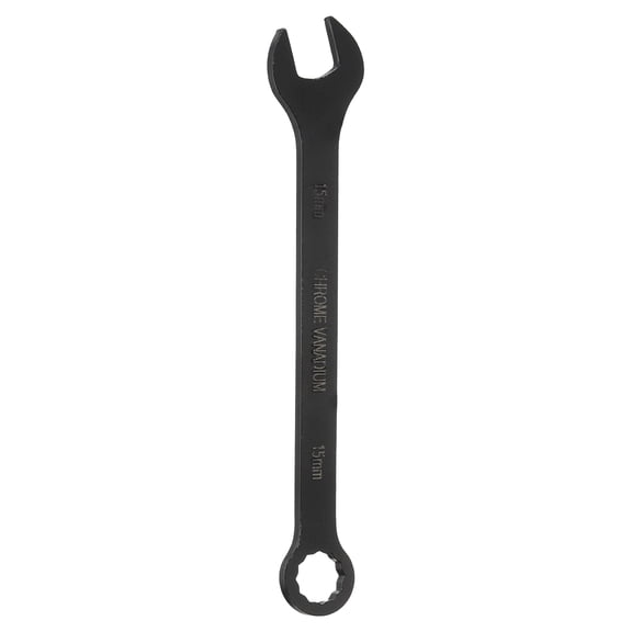 Uxcell Metric Combination Wrench 15mm CR-V Steel 12-Point Box & Open End Double Ended Wrenches Spanners Tools for Household Automotive Machinery DIY Repair, Black