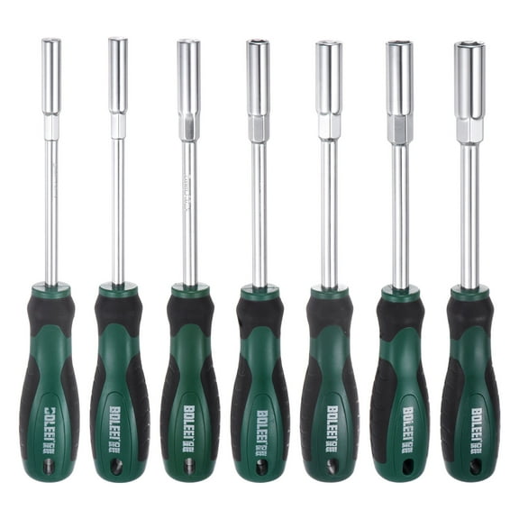 Uxcell Metric Nut Driver 5/6/7/8/9/10/11mm Non-Magnetic Tip Hollow Shafts Hex Socket Screwdriver with Non-Slip Handle