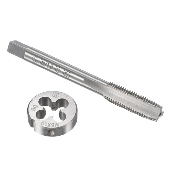 Uxcell Metric Tap and Die Set Machine Thread Screw Tap with Round Die M8 x 1mm