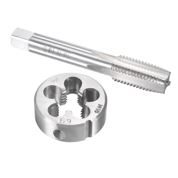Uxcell M16 x 2mm Metric Tap and Die Set HSS Machine Thread Tap with Round Die