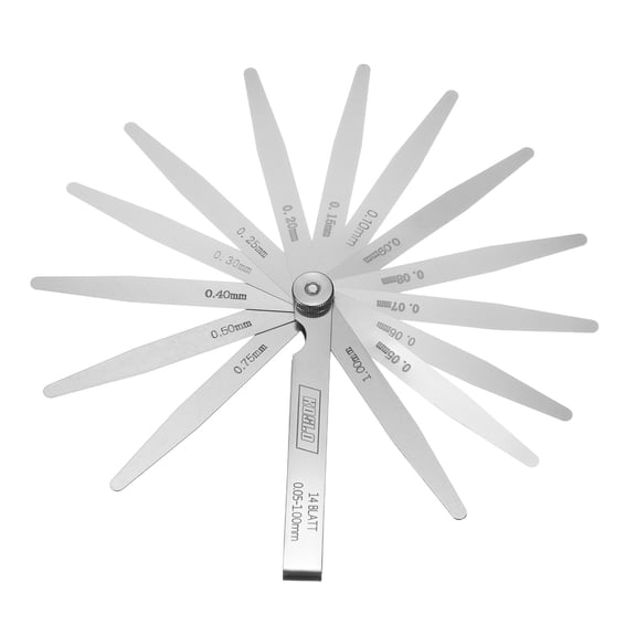 Uxcell Metric Thickness Feeler Gauge 0.05-1mm 14 Blades 3.94" Tapered Feeler Gauge Set 3CR13 Stainless Steel Gap Measuring Tool for Repair Valve Guitar Spark Plug