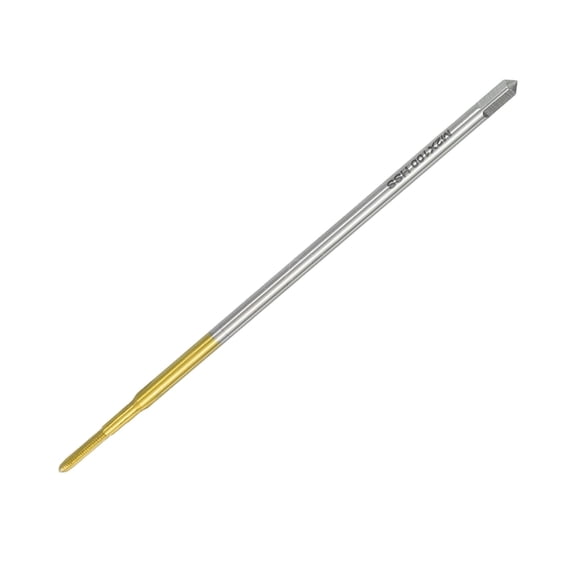 Uxcell Metric Thread Tap M2 x 0.4 100mm Long Ti-Coated High Speed Steel Straight Flute