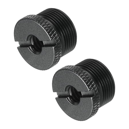 Uxcell Mic Stand Adapter 1/4 Female to 5/8 Male Aluminum Alloy Mic Screw Adapter for Tripod Stand Black 2 Pack