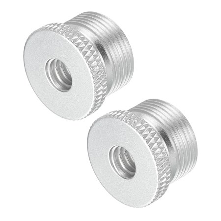 Uxcell Mic Stand Adapter 1/4 Female to 5/8 Male Aluminum Alloy Thread Screw Adapter for Camera Stand Silver 2 Pack