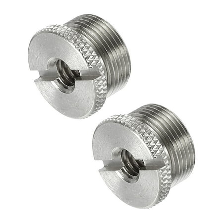 Uxcell Mic Stand Adapter 1/4 Female to 5/8 Male Copper Mic Screw Adapter for Tripod Stand Silver 2 Pack