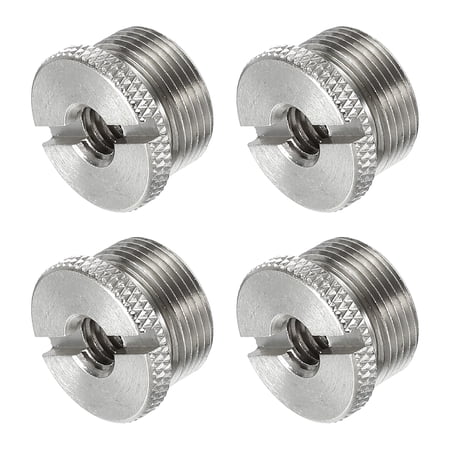 Uxcell Mic Stand Adapter 1/4 Female to 5/8 Male Copper Mic Screw Adapter for Tripod Stand Silver 4 Pack