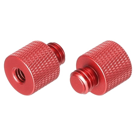 Uxcell Mic Stand Adapter 1/4 Female x 3/8 Male Camera Screw Thread Adapter for Microphone Tripod Stand Red 2 Pack