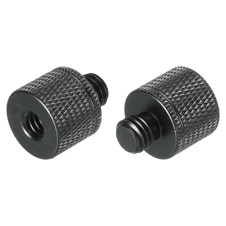 Uxcell Mic Stand Adapter 1/4 Female x M8 Male Camera Screw Thread Adapter for Microphone Tripod Stand Black 2 Pack