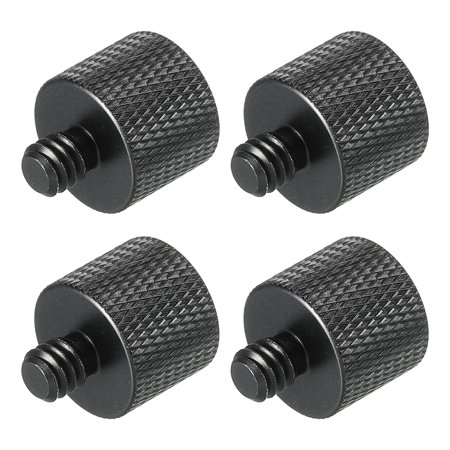 Uxcell Mic Stand Adapter 1/4 Male to 1/4 Female Camera Screw Thread Adapter for Microphone Tripod Stand Black 4 Pack