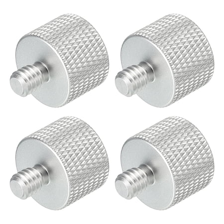 Uxcell Mic Stand Adapter 1/4 Male to 5/8 Female Camera Screw Thread Adapter for Microphone Tripod Stand Silver 4 Pack