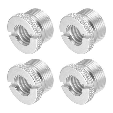 Uxcell Mic Stand Adapter 3/8 Female to 5/8 Male Aluminum Alloy Mic Screw Adapter for Tripod Stand Silver 4 Pack
