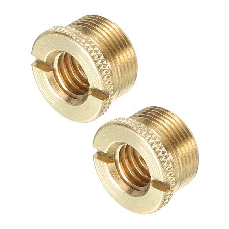 Uxcell Mic Stand Adapter 3/8 Female to 5/8 Male Brass Mic Screw Adapter for Tripod Stand Gold 2 Pack