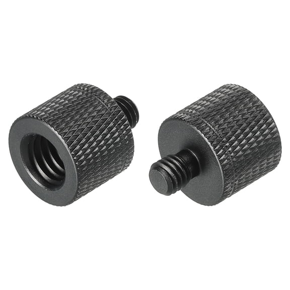 Uxcell Mic Stand Adapter 3/8 Female x M6 Male Camera Screw Thread Adapter for Microphone Tripod Stand Black 2 Pack