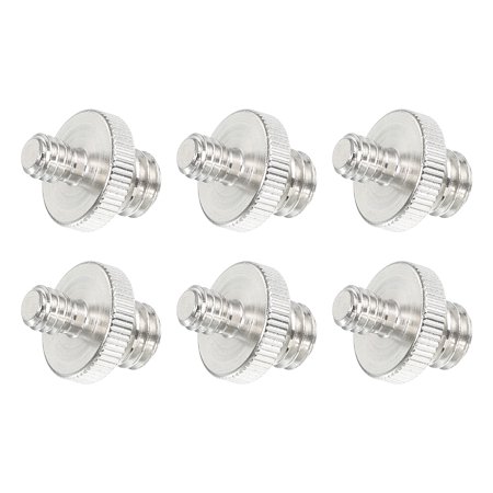 Uxcell Mic Stand Adapter 3/8 Male to 1/4 Male Thread Tripod Screw Double Sides for Microphone Tripod Stand Silver 6 Pack