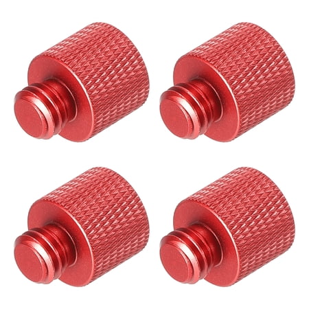 Uxcell Mic Stand Adapter 3/8 Male x 1/4 Female Camera Screw Thread Adapter for Microphone Tripod Stand Red 4 Pack