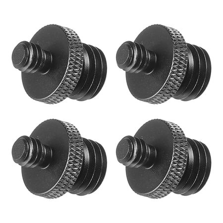 Uxcell Mic Stand Adapter M12 Male to 1/4 Male Thread Tripod Screw Double Sides for Microphone Tripod Stand Black 4 Pack