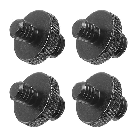 Uxcell Mic Stand Adapter M8 Male to 1/4 Male Thread Tripod Screw Double Sides for Microphone Tripod Stand Black 4 Pack