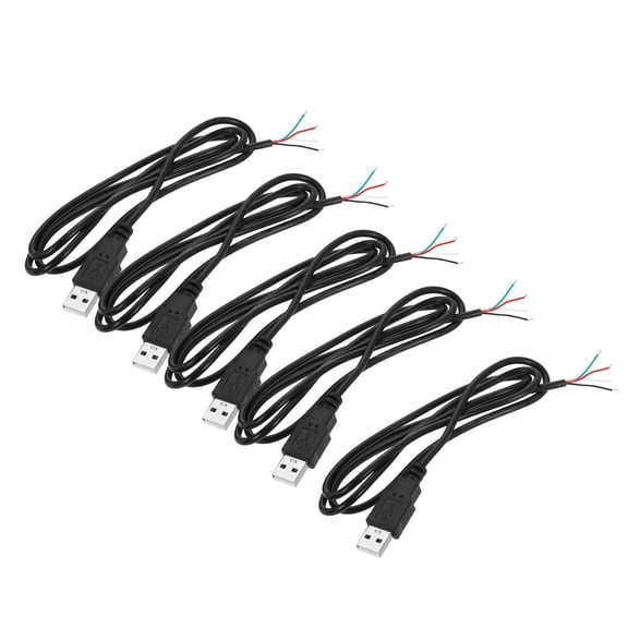Uxcell Micro USB Male to 4Pin Bare Wire 28AWG 100cm/39 Inch Long, 5Pcs 5V 3A Micro USB to Bare Wire Open End Pigtail Power Cable for Car DIY Repair Equipment Installed Replace