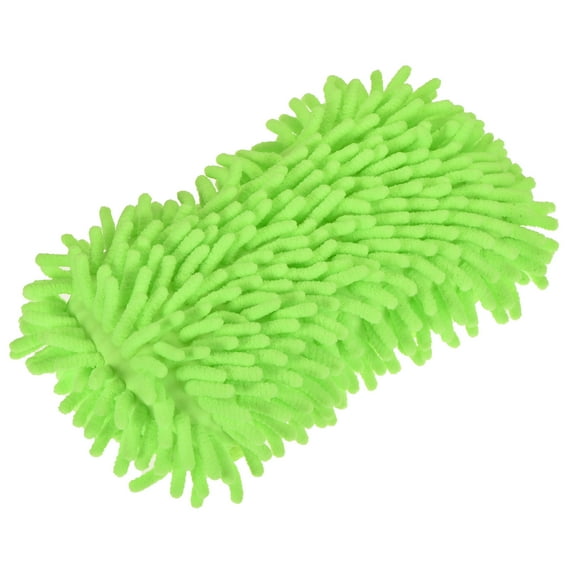 Uxcell Microfiber Chenille Dry Duster Gloves Washing Cleaning Sponge Mitten, Light Green