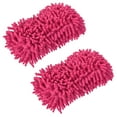 thumbnail image 1 of Uxcell Microfiber Chenille Dry Duster Gloves Washing Cleaning Sponge Mitten, Pink 2 Pack, 1 of 5