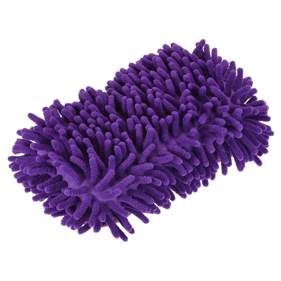 Uxcell Microfiber Chenille Dry Duster Gloves Washing Cleaning Sponge Mitten, Purple