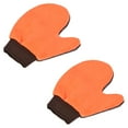 thumbnail image 1 of Uxcell Microfiber Chenille Duster Cleaning Sponge Thumb Glove Mitten, Grey Orange 2 Pack, 1 of 5