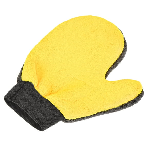 Uxcell Microfiber Chenille Duster Cleaning Sponge Thumb Glove Mitten, Grey Yellow