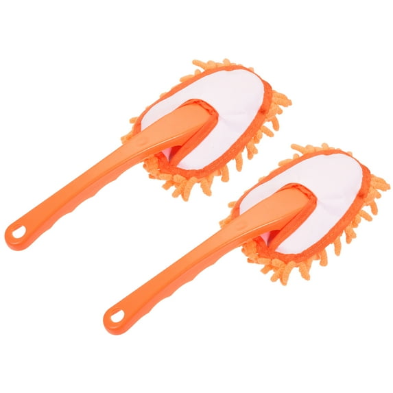 Uxcell Microfiber Chenille Duster Washable Cleaning Brush Dusting Tool Orange, 2 Count