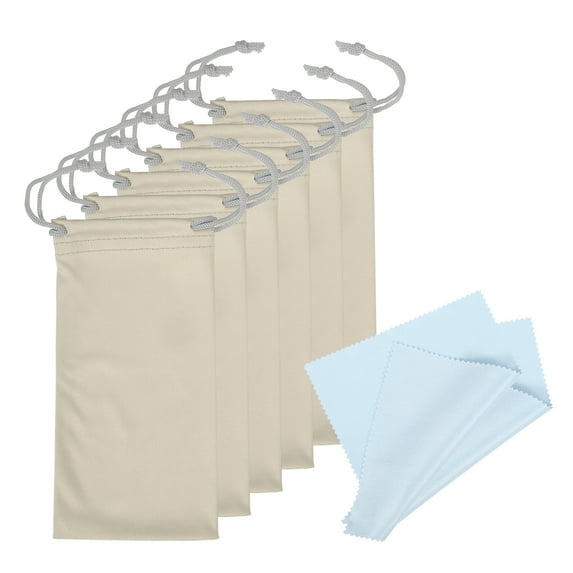 Uxcell Microfiber Glasses Bag Sunglasses Pouch with Eyeglasses Cleaning Cloth, Gray 6 Pack