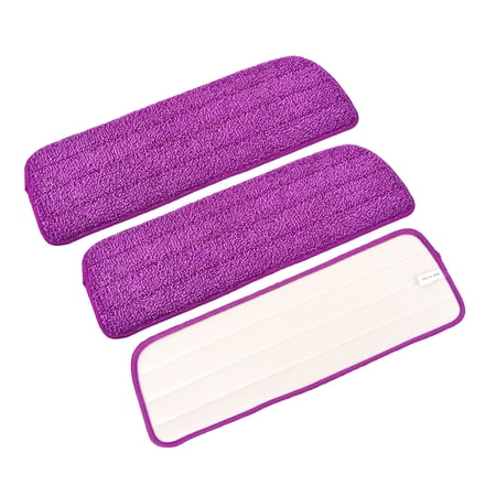 Uxcell Microfiber Mop Replacement Heads 42x14cm for Wet/Dry Mop Purple 3 Pack