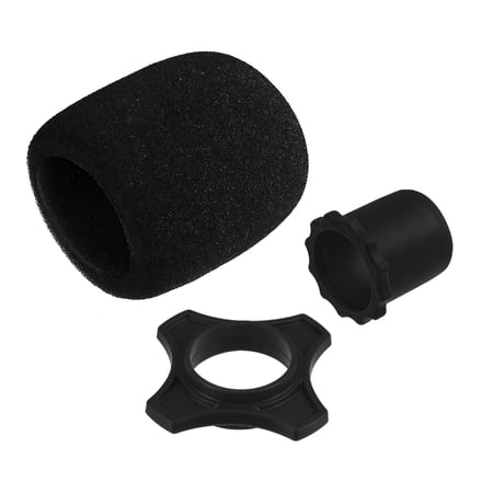 Uxcell Microphone Cover, Anti Fall Rubber Ring and Mic Bottom Rod Holder Sleeve Black for KTV Mic Device, 6 Set