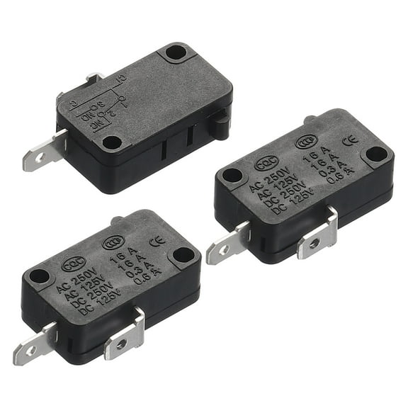 Uxcell Microwave Oven Switch Oven Micro Door Switch 16A Normally Open Black 3Pcs