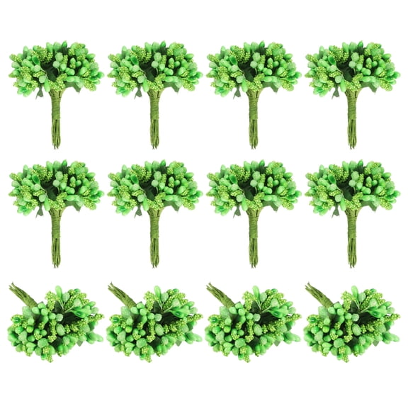 Uxcell Mini Artificial Pip Berry Picks Bunch, Fruit Flower Stamens for Craft DIY Wedding Floral, Green 144Pcs