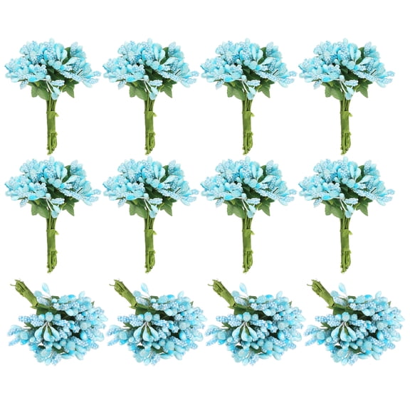 Uxcell Mini Artificial Pip Berry Picks Bunch, Fruit Flower Stamens for Craft DIY Wedding Floral, Light Blue 144Pcs