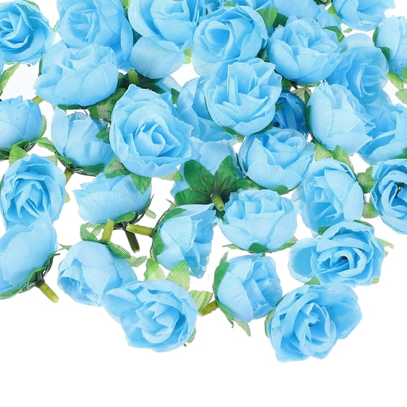 Uxcell Mini Artificial Rose Flower Heads Silk Bouquet for Home and Event Decoration Sky Blue