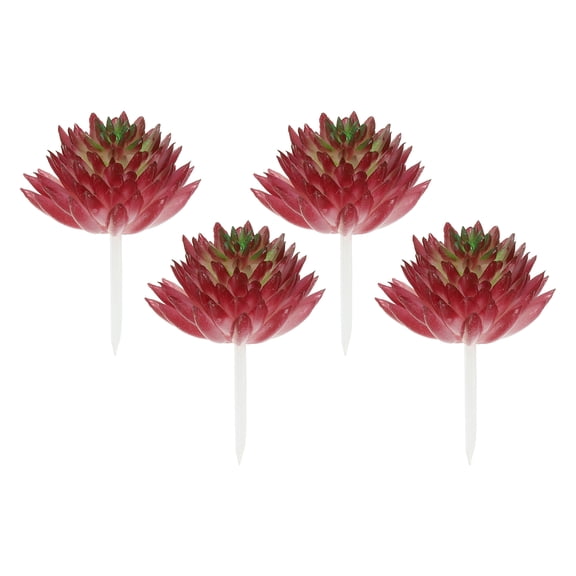 Uxcell Mini Artificial Succulents Unpotted Faux Succulent Picks Fake Succulent Plants Burgundy Green 4 Pack