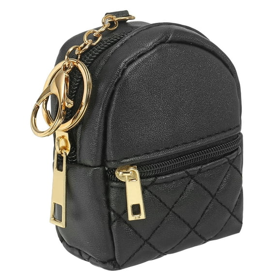 Uxcell Mini Backpack Cute Cosmetic Bag for Women PU Leather Creative Keychain Black