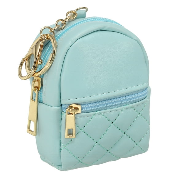 Uxcell Mini Backpack Cute Cosmetic Bag for Women, PU Leather Creative Pendant Keychain Coin Purse for Makeup Key Card Data Cable Organizer Blue