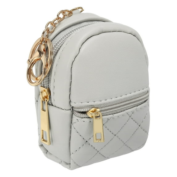 Uxcell Mini Backpack Cute Cosmetic Bag for Women, PU Leather Creative Pendant Keychain Coin Purse for Makeup Key Card Data Cable Organizer Grey