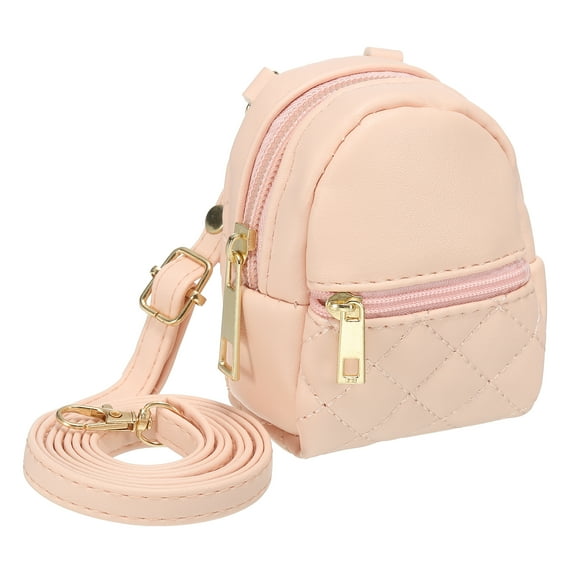 Uxcell Mini Backpack Cute Cosmetic Bag for Women, PU Leather Crossbody Bag with Lanyard Light Pink