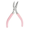 thumbnail image 1 of Uxcell Mini Bent Nose Pliers 4.5" Toothless Curved Precision Plier with Pink Handle for DIY Crafts, 1 of 6