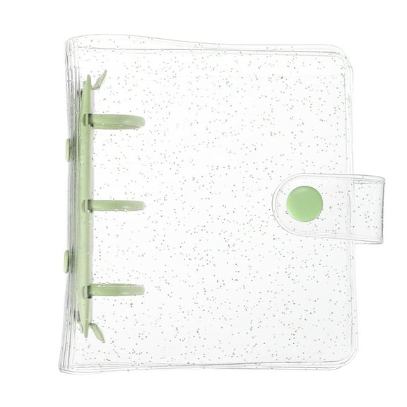 Uxcell Mini Binder Cover, 4.3 Inch Clear Binder Protector 3 Ring Refillable Notebook Binder with Snap Button for Photo Scrapbook Journal Ledger, Green