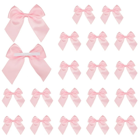 Uxcell Mini Bows Satin Ribbon Bows with Double-Sided Tape 3 Inch Fit for Wedding Party Decor (20 Pack, Pink)