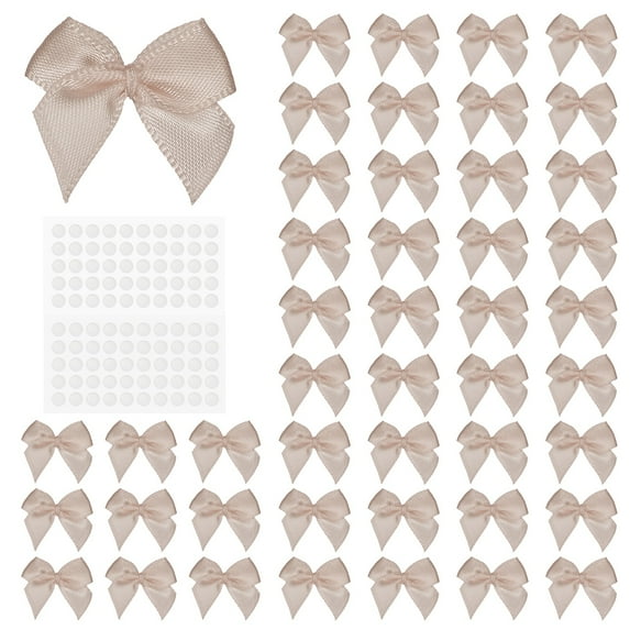 Uxcell 200 Count Mini Bows Small Satin Ribbon Bows with Sticky Pads, Fit for Wedding Party Decor Sewing DIY Champagne