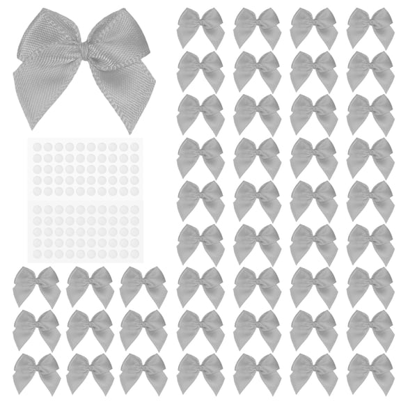 Uxcell 200 Count Mini Bows Small Satin Ribbon Bows with Sticky Pads, Fit for Wedding Party Decor Sewing DIY Gray
