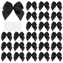 Uxcell 50Pcs Mini Bows Small Satin Ribbon Bows with Sticky Pads Fit for Crafts Wedding Party Decor Gift Wrapping Black